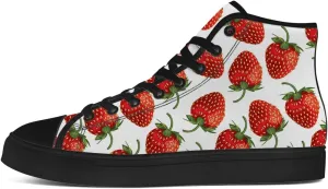 Strawberry Shoes for Men Women Fruit High Top Canvas Sneakers Lace Up Casual Walking Shoes Gifts for Dad Mom