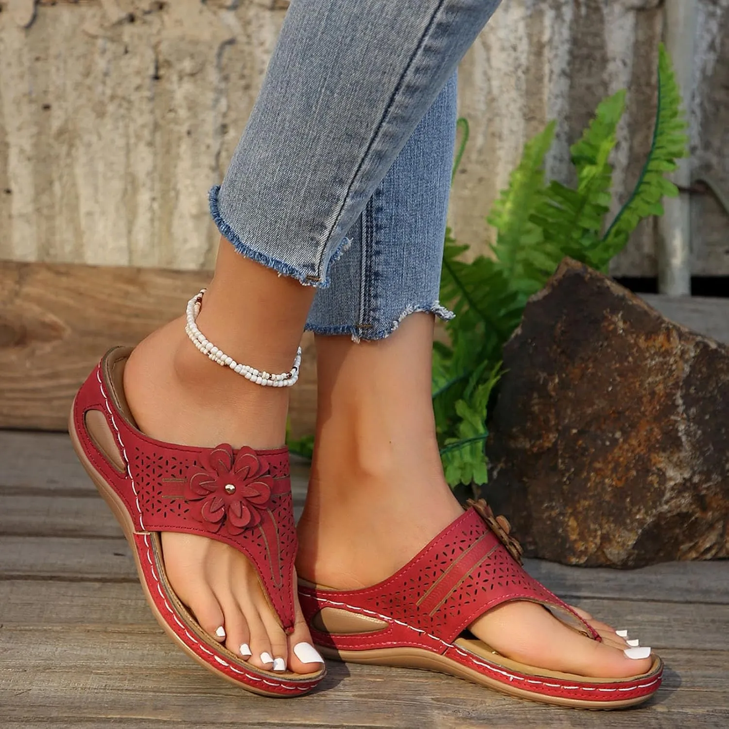 Summer Sandals for Women 2025 Trendy Beach Casual Wide Shoes Orthopedic Sandals for Women with Arch Support Summer Dress Comfortable Sandal Qucik-Dry Beach Shoes Thick Sole Flip Flops Outdoor Slipper