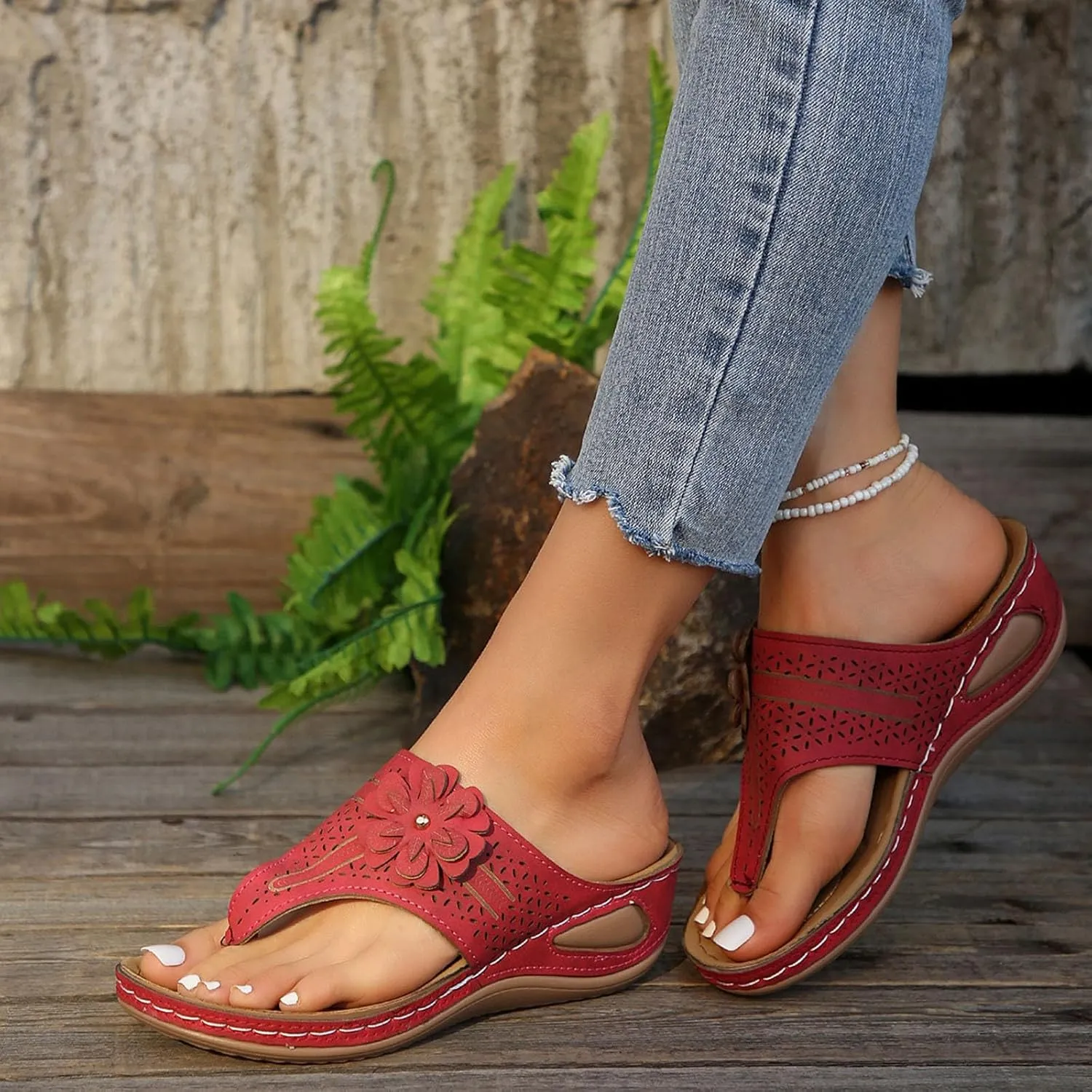 Summer Sandals for Women 2025 Trendy Beach Casual Wide Shoes Orthopedic Sandals for Women with Arch Support Summer Dress Comfortable Sandal Qucik-Dry Beach Shoes Thick Sole Flip Flops Outdoor Slipper