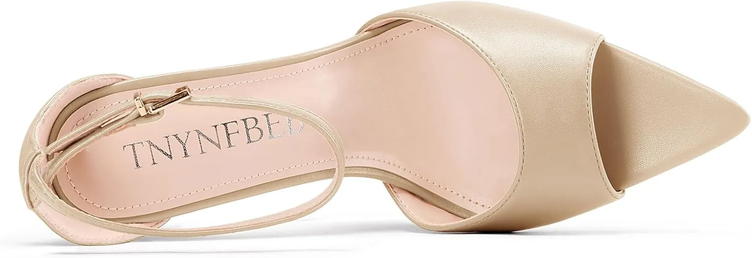 TNYNFBEB Womens Stiletto High Heel Open Toe Sandals Ankle Strap Buckle Prom Party Dress Cute Summer 3.9 Inches Heels
