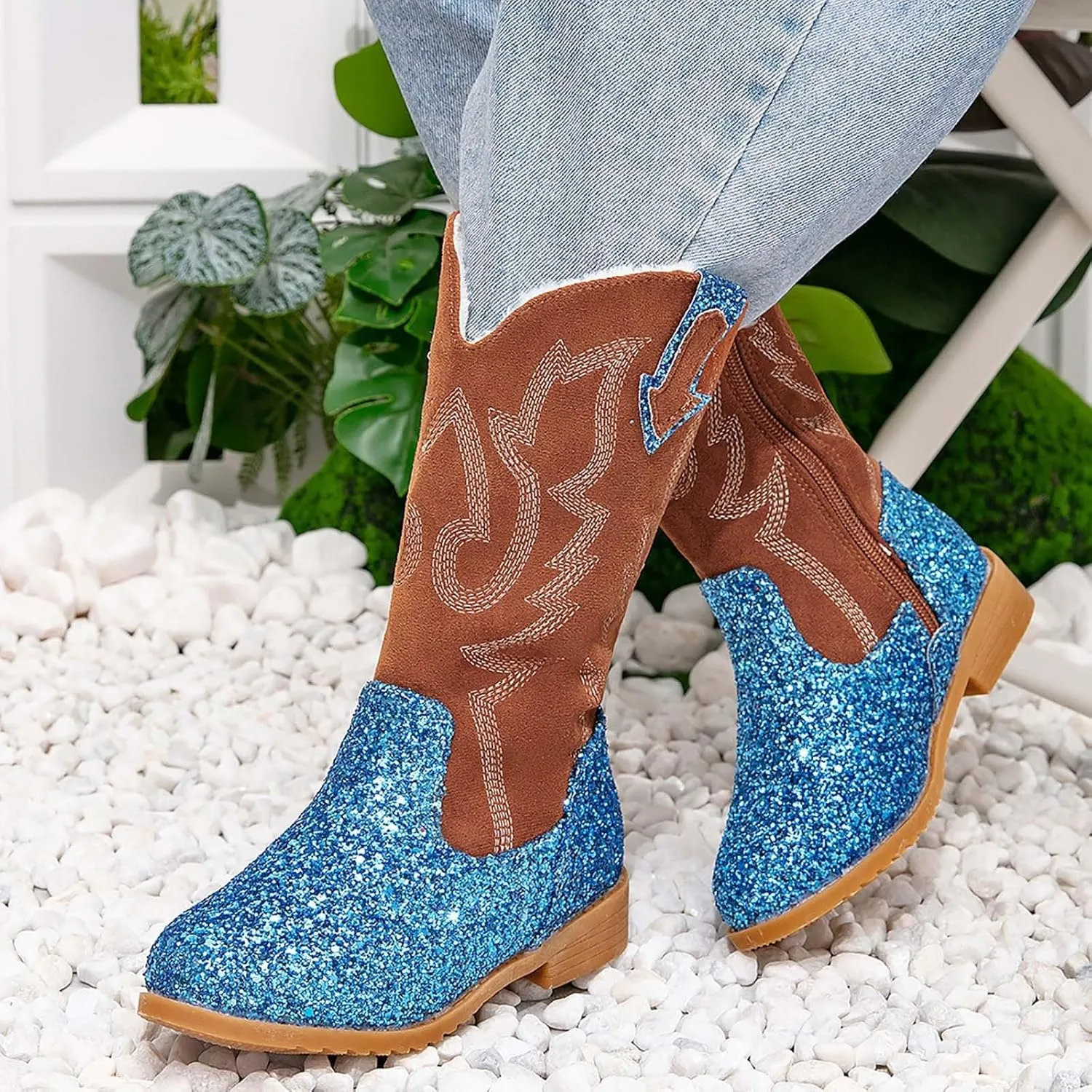 Toddler Girls Cowgirl Boots Western Glitter Cowboy Boot Ankle Boots Little Kids Big Kid Cute Party Birthmen Shoes