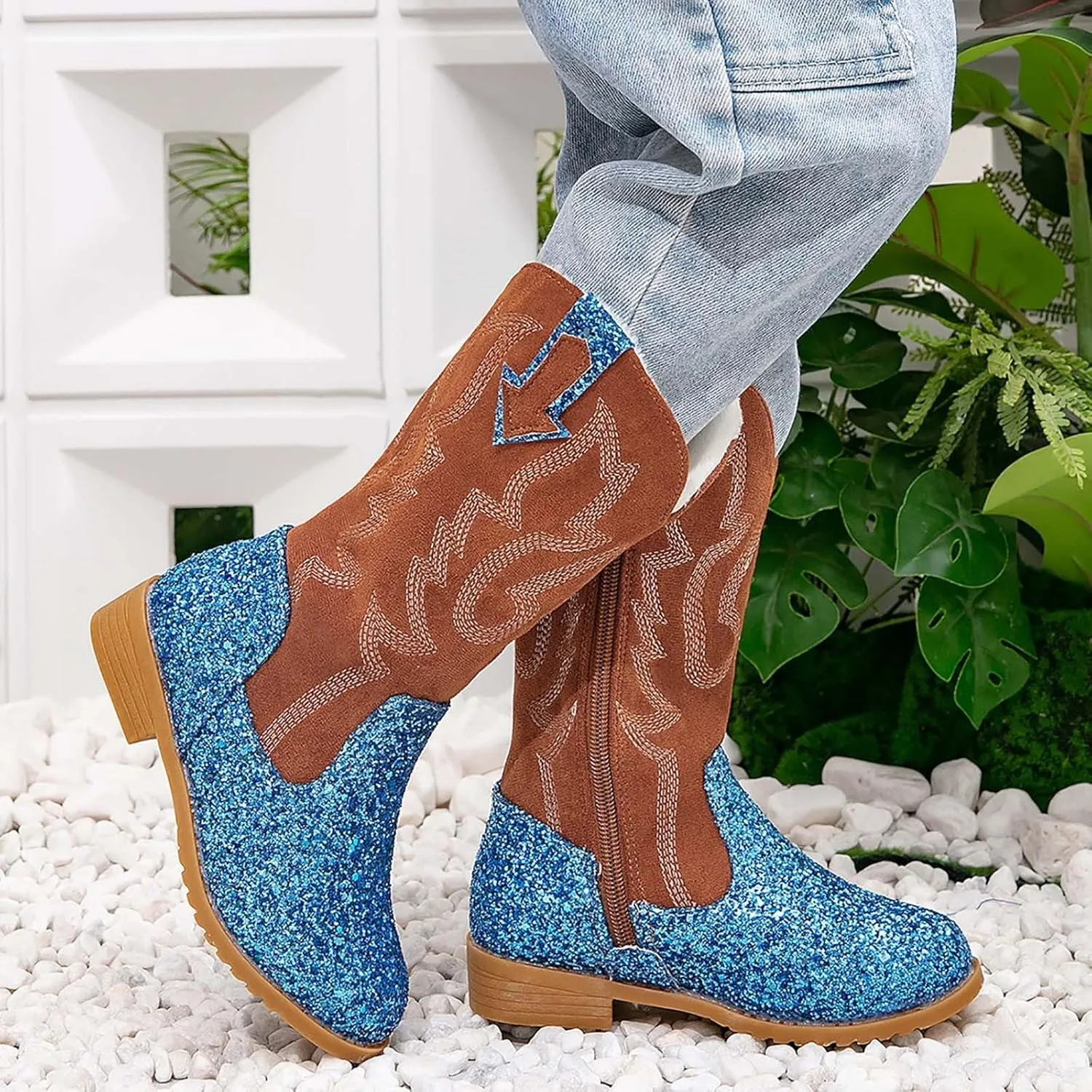 Toddler Girls Cowgirl Boots Western Glitter Cowboy Boot Ankle Boots Little Kids Big Kid Cute Party Birthmen Shoes