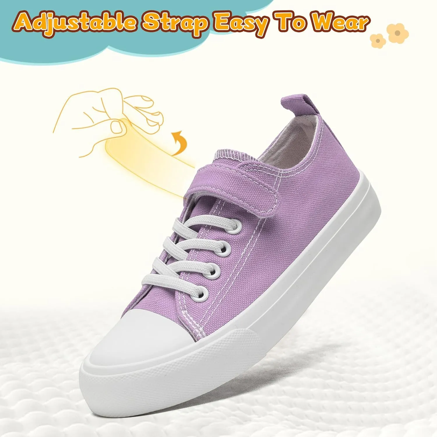 Toddler Shoes for Boys Girls, Kids Canvas Sneakers Classic Adjustable Strap Lace Up Comfortable Lightweight Running Walking Casual Shoes