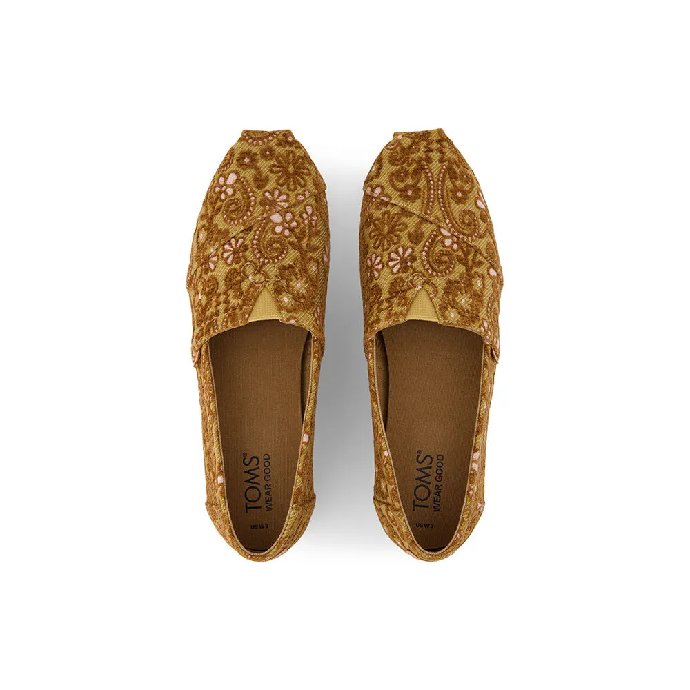 TOMS Women Alpargata Golden Honey Floral Brocade Slip On