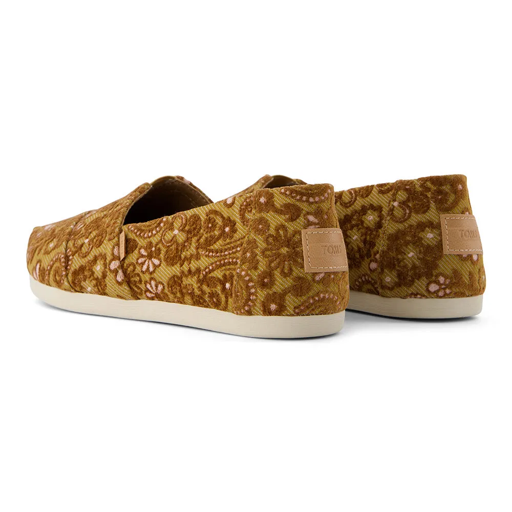 TOMS Women Alpargata Golden Honey Floral Brocade Slip On