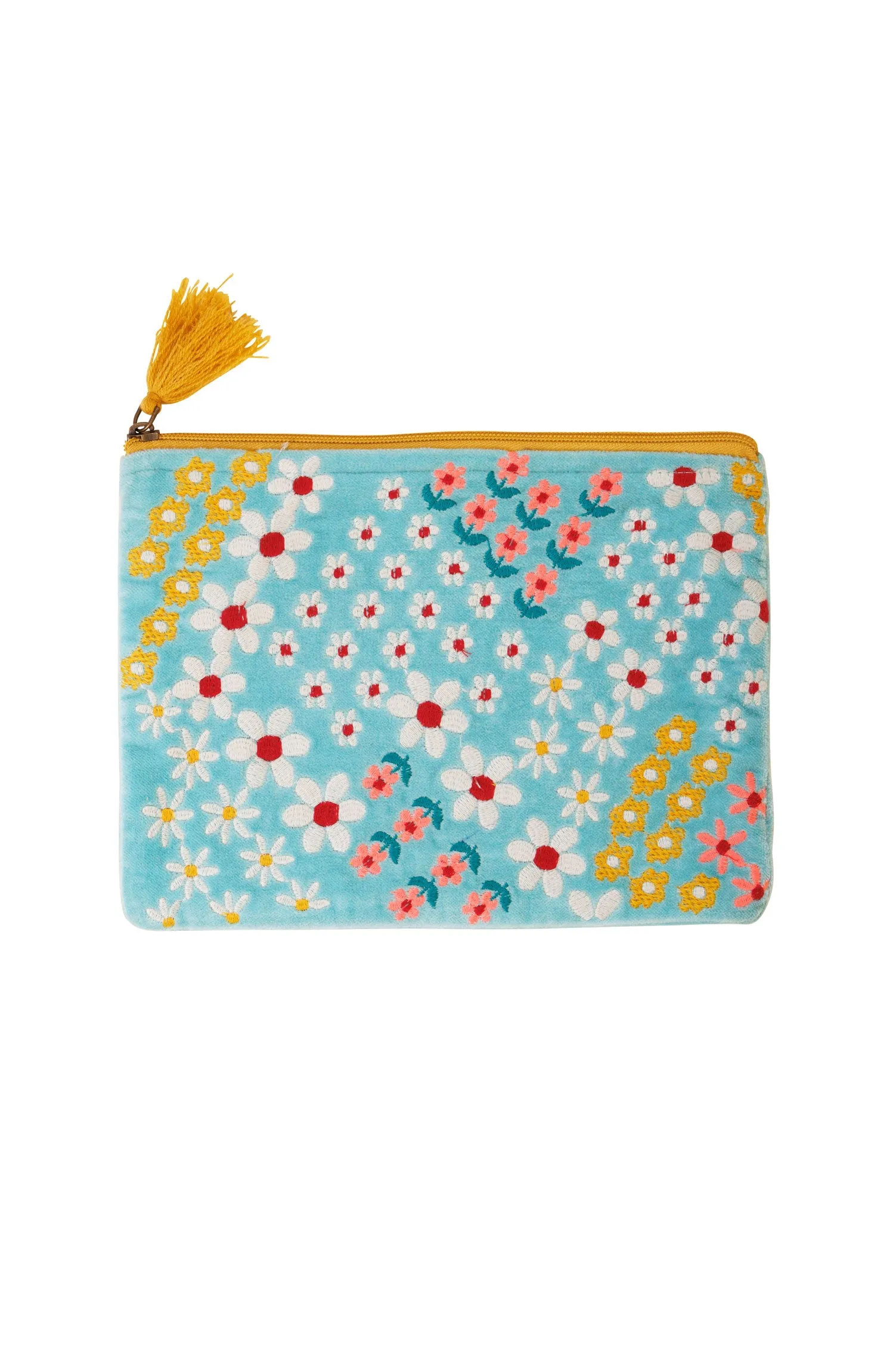 Velvet Meadow Pouch in Aqua