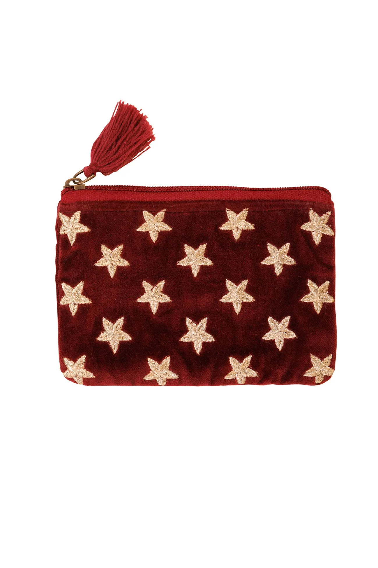 Velvet Star Pouch - Burgundy & Gold