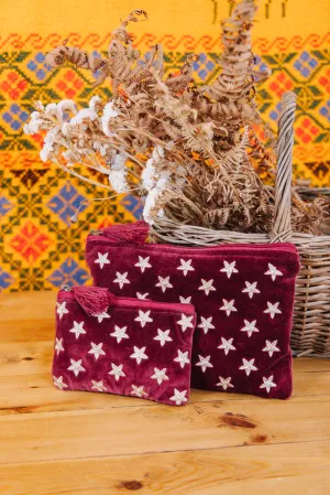 Velvet Star Pouch - Burgundy & Gold