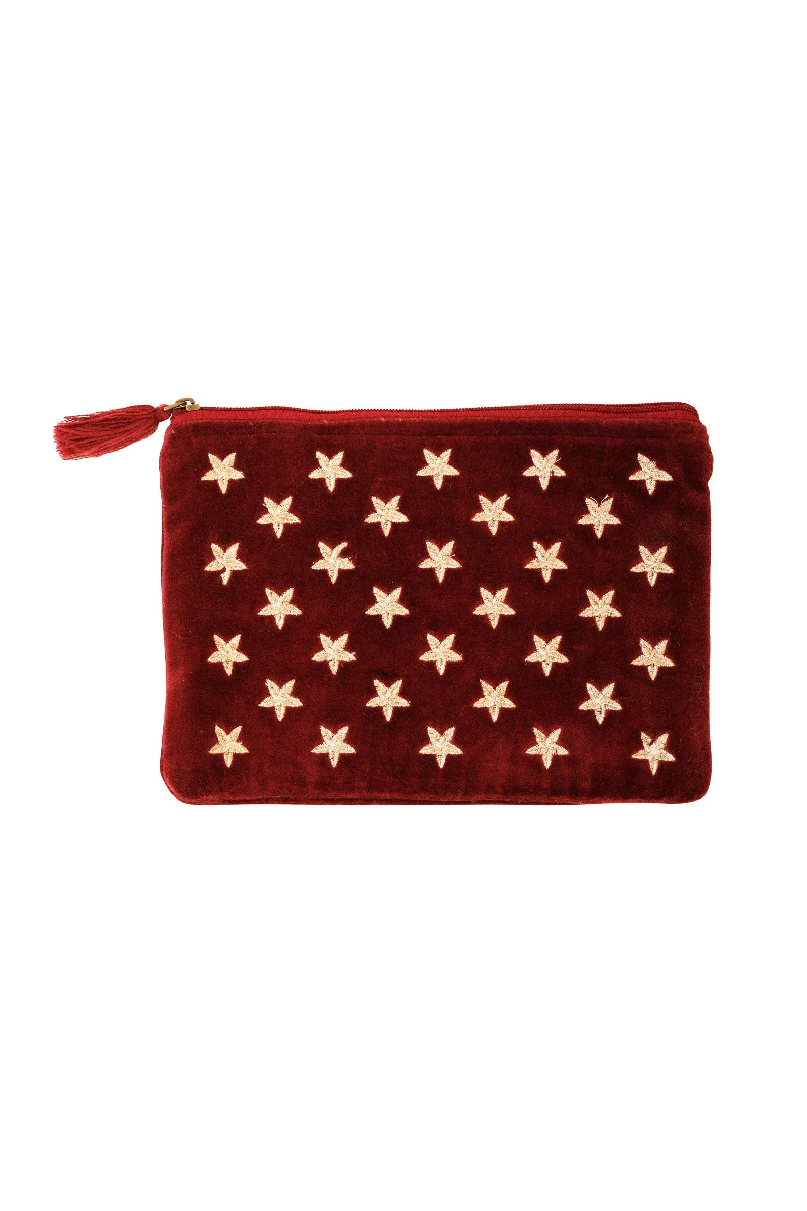 Velvet Star Pouch - Burgundy & Gold
