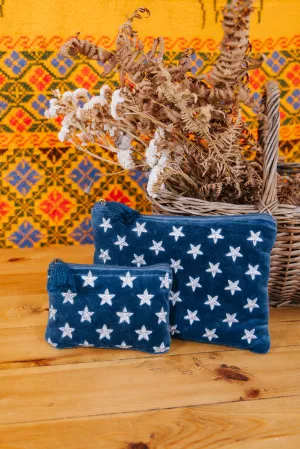Velvet Star Pouch - Navy & Silver