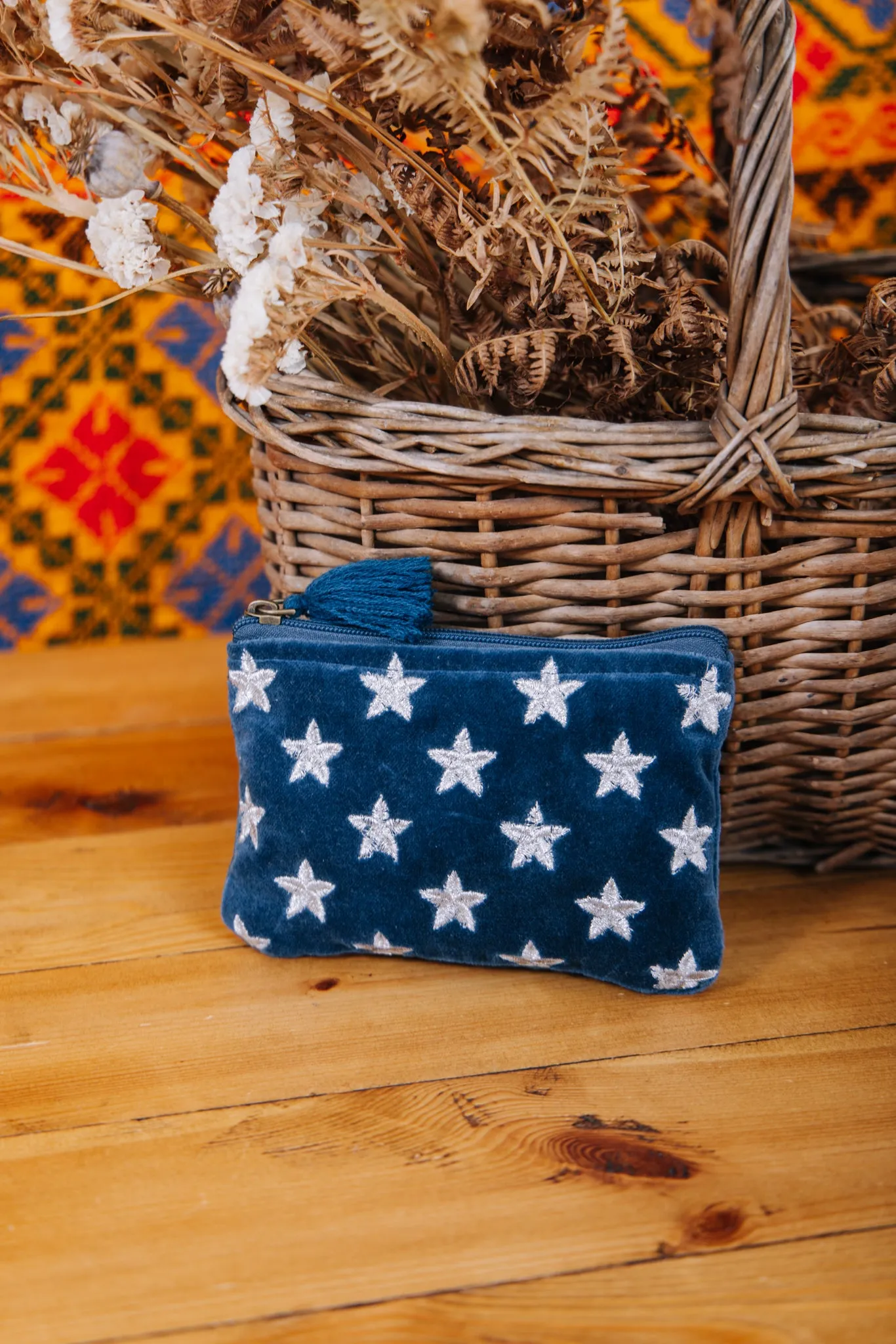 Velvet Star Pouch - Navy & Silver
