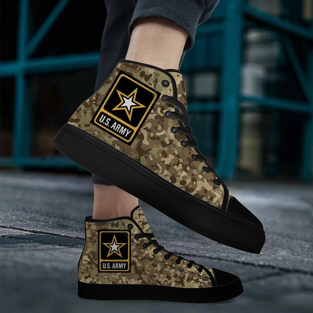 Veteran Shoes for Men Women Patriotic High Top Canvas Sneakers Lace Up Casual Walking Shoes Gifts for Dad Mom