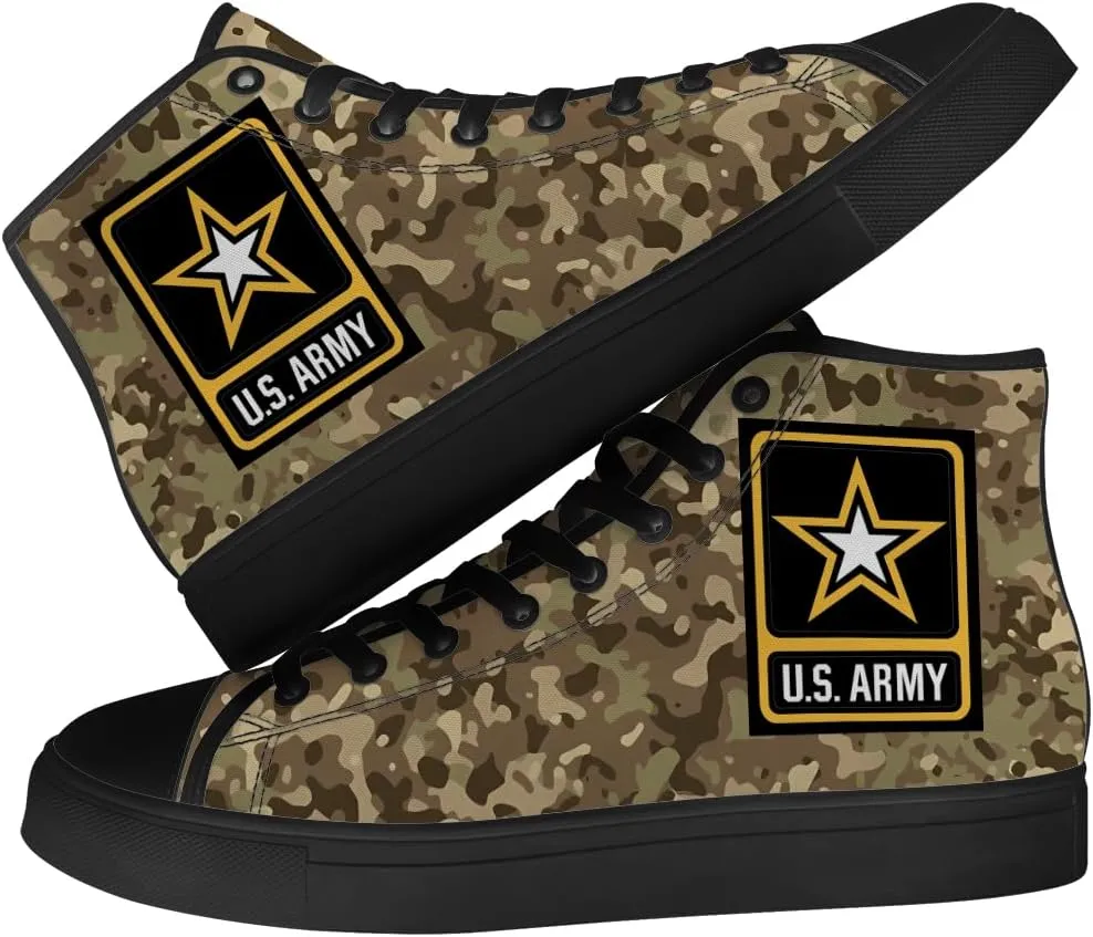 Veteran Shoes for Men Women Patriotic High Top Canvas Sneakers Lace Up Casual Walking Shoes Gifts for Dad Mom
