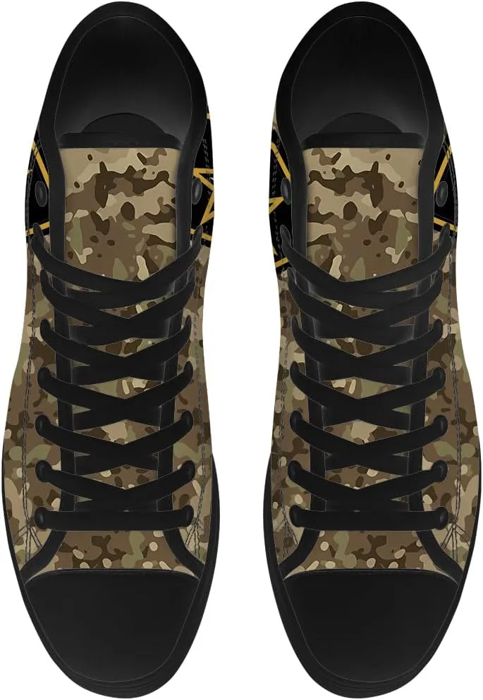 Veteran Shoes for Men Women Patriotic High Top Canvas Sneakers Lace Up Casual Walking Shoes Gifts for Dad Mom