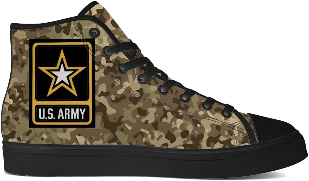 Veteran Shoes for Men Women Patriotic High Top Canvas Sneakers Lace Up Casual Walking Shoes Gifts for Dad Mom