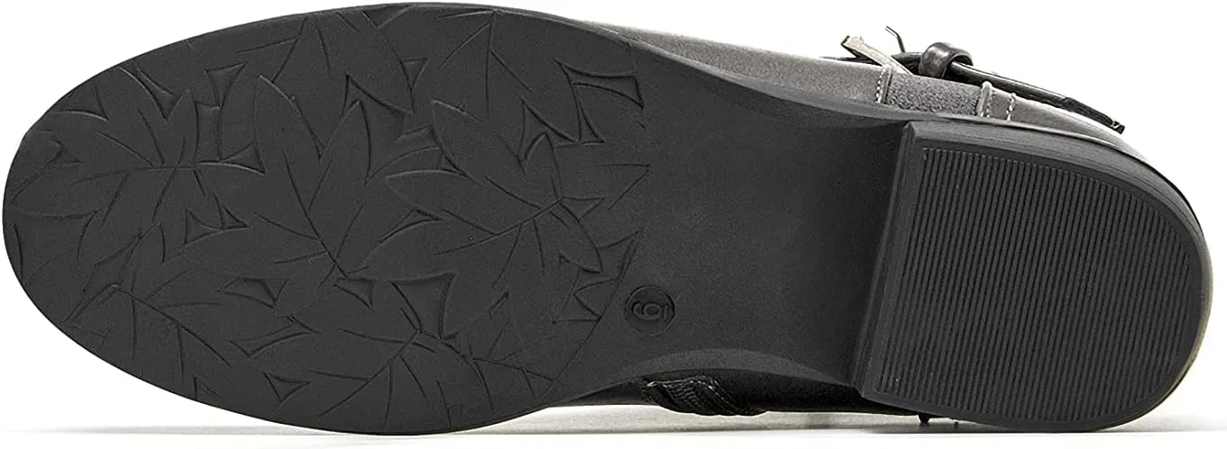 VJH confort Women's Ankle Boots,Round Toe Low Heel Comfort Elastic Booties with Side Zipper Buckle Strap