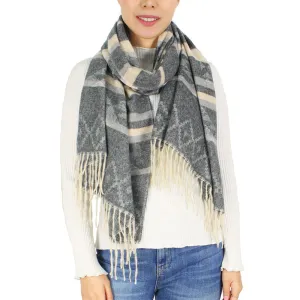 Western Pattern Woven Scarf (Tan   Grey)