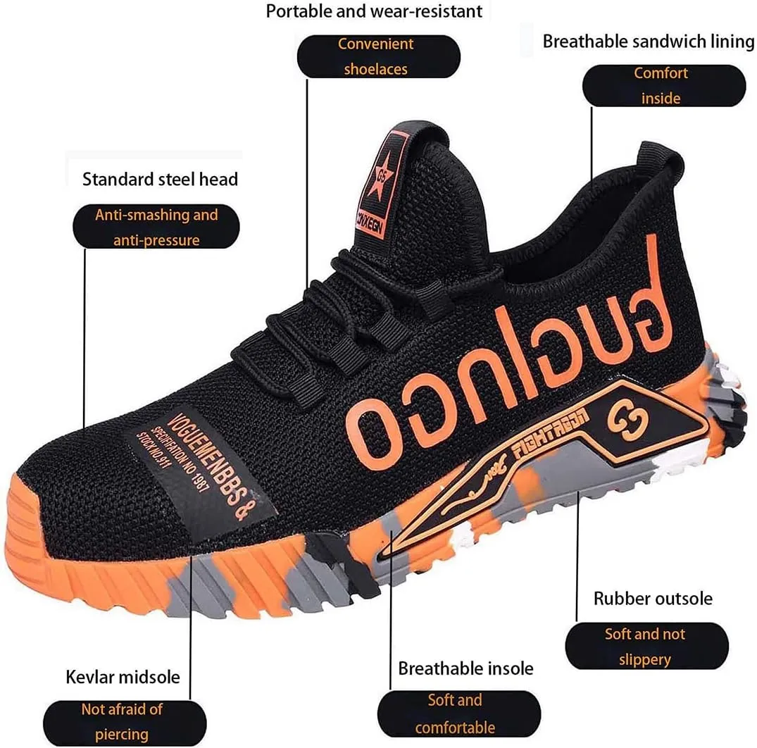 Wide Steel Toe for Women Cushion Safety Shoes,Men Composite Toe Shoe for Women Work and Safety Footwear Breathable Comfortable Slip Resistant,