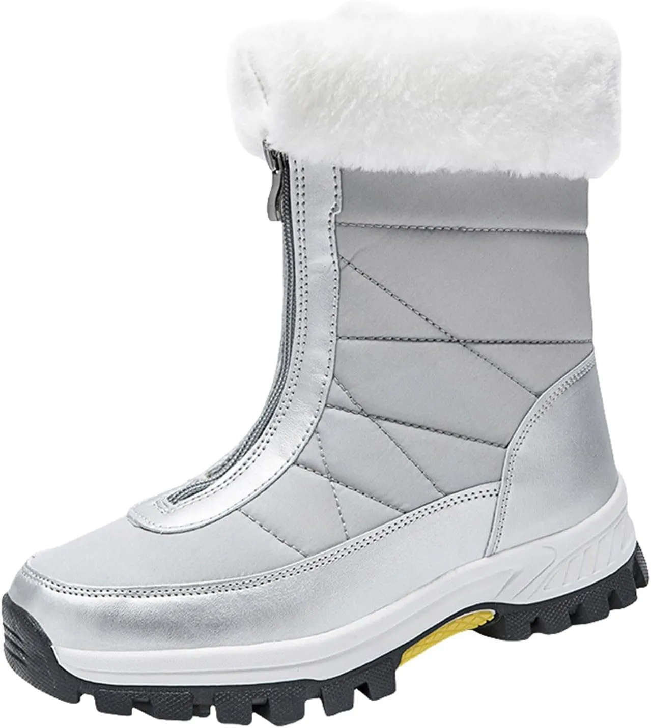 Winter Boots for Women Waterproof Warm Fur Lined Zipper Hiking Winter Snow Boots Outdoor Waterproof Slip on Boots