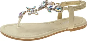 Women's 2025 Sparkly Thong Sandals Clip Toe Ankle Stretch Slipper Rhinestone Summer Trendy Flip Flop Vacation Shoe