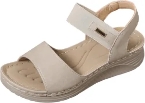 Women's Cloud Platform Sandals Women Comfortable Slip on Memory Foam Insole Flat Sandals for Walking Vacation Summer Dressy Low Wedge with Adjustable Strap Wedge Orthopedic Sandal for Women 2025