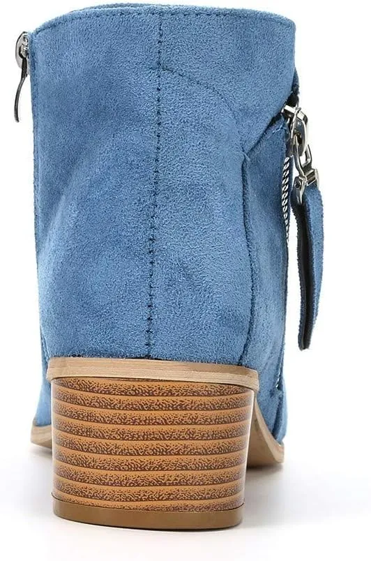 Womens Cowboy Boots Comfortable Chunky High Heel Round Toe Boots for Women Ankle Breathable Lace Short Cowgirl Boots