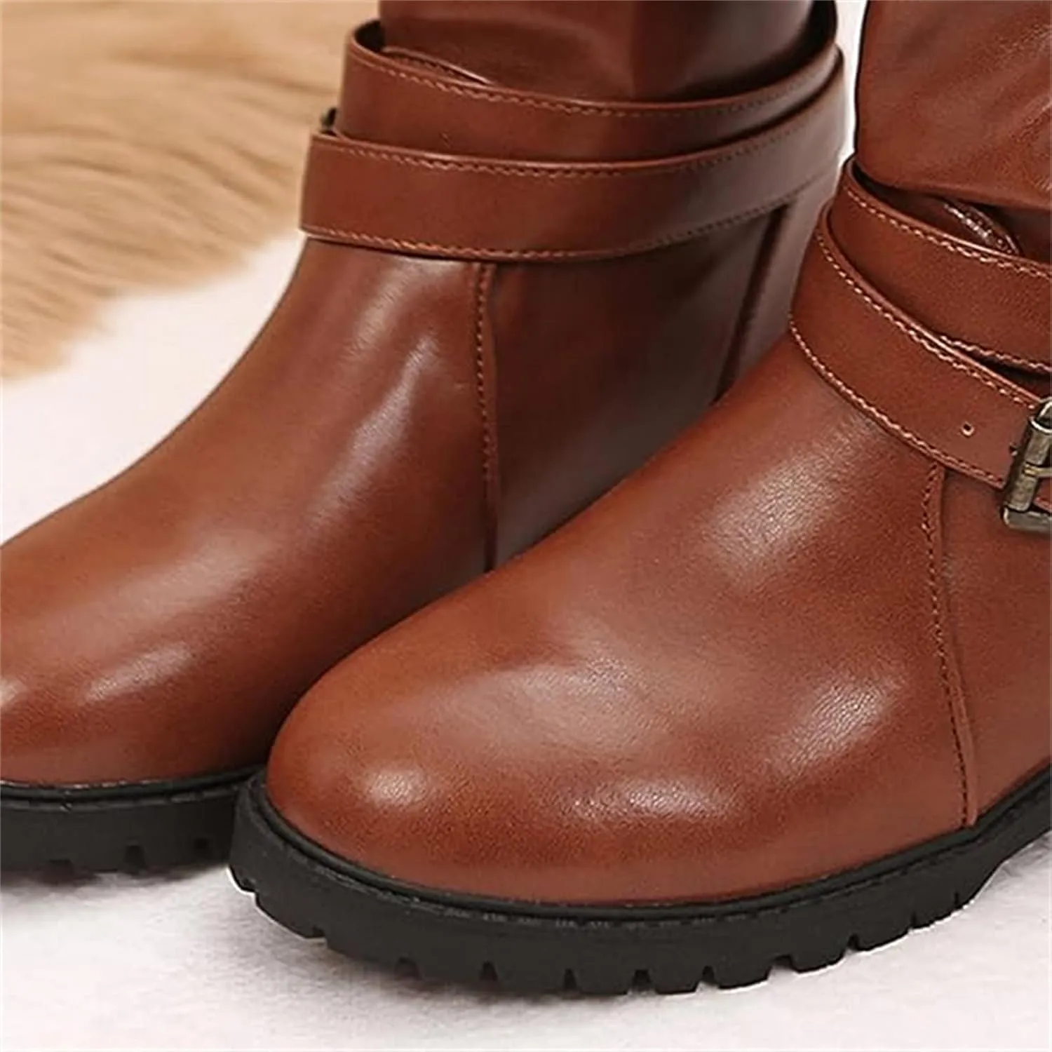 Womens Dress Bo_ots Low He_el Comfortable Mid_Calf Riding Winter bo_ots Motorcycle Combat Military Biker Ankle bo_oties