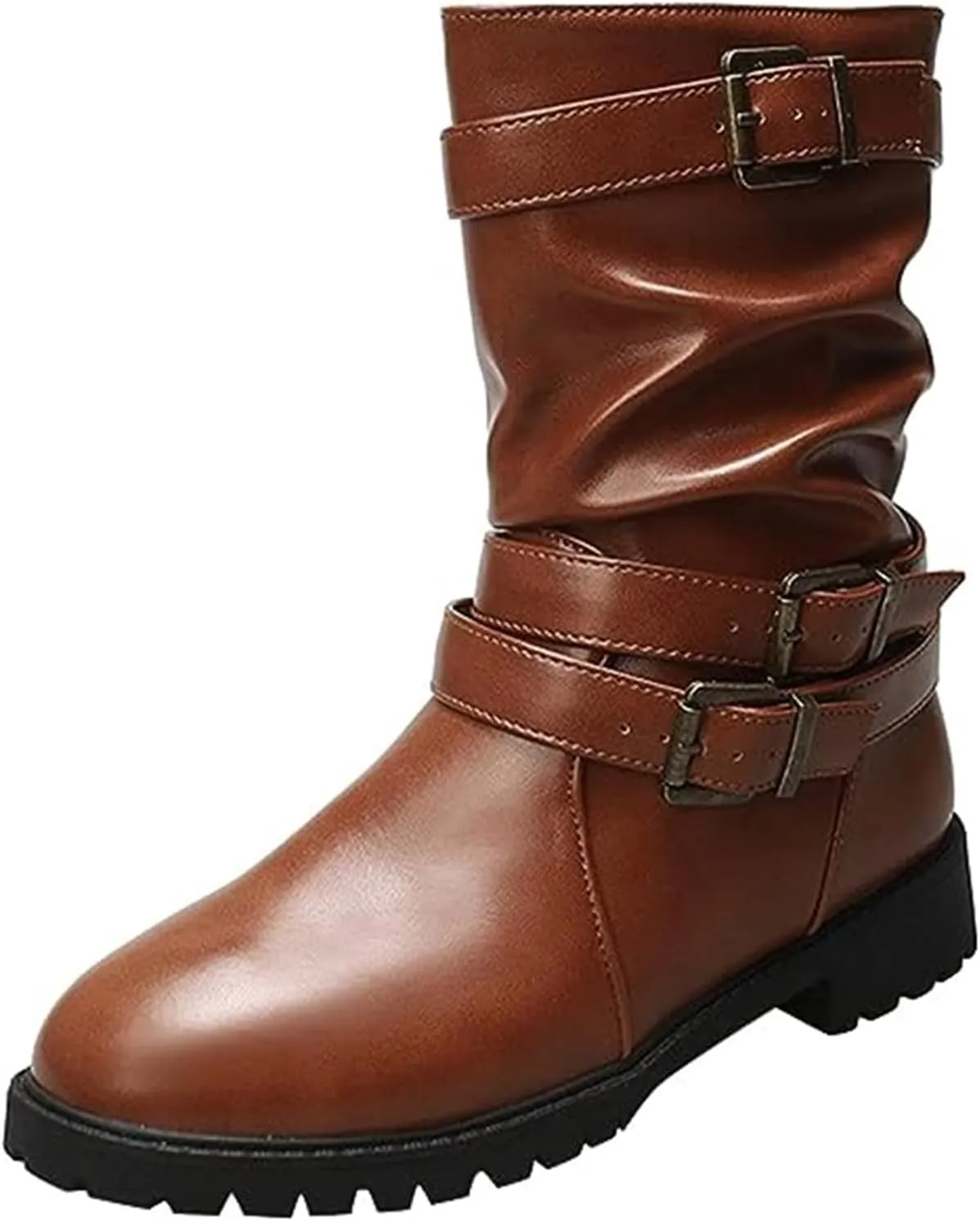 Womens Dress Bo_ots Low He_el Comfortable Mid_Calf Riding Winter bo_ots Motorcycle Combat Military Biker Ankle bo_oties
