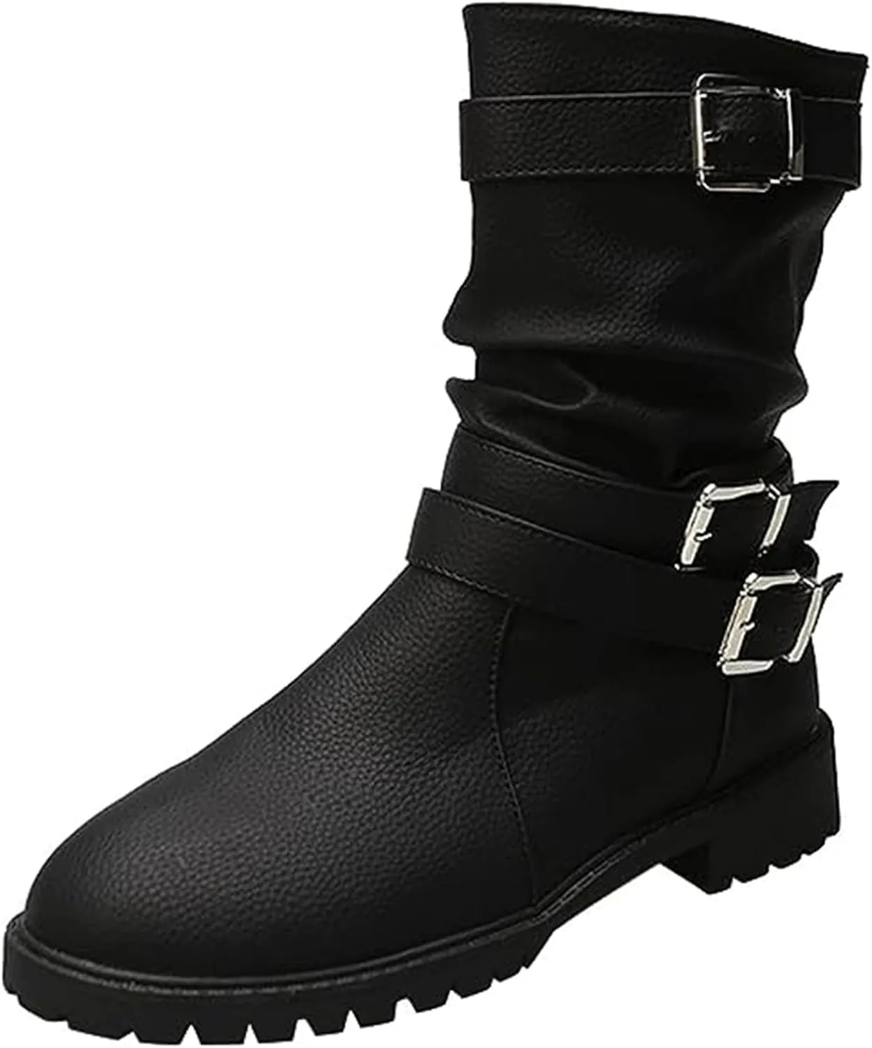 Womens Dress Bo_ots Low He_el Comfortable Mid_Calf Riding Winter bo_ots Motorcycle Combat Military Biker Ankle bo_oties