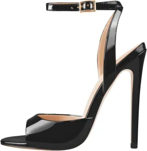 Women's Fashion Peep Toe Ankle Sandals Cross Buckle Strap Sexy Open-back Stiletto High Heel Sandals