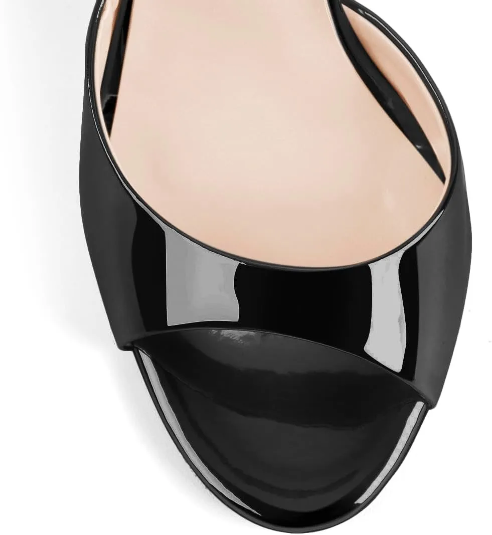 Women's Fashion Peep Toe Ankle Sandals Cross Buckle Strap Sexy Open-back Stiletto High Heel Sandals