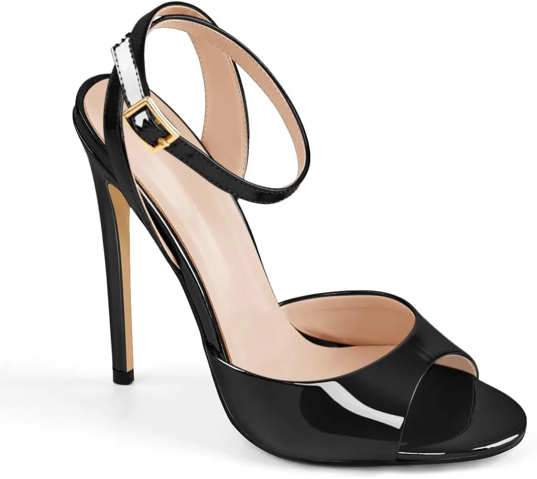 Women's Fashion Peep Toe Ankle Sandals Cross Buckle Strap Sexy Open-back Stiletto High Heel Sandals