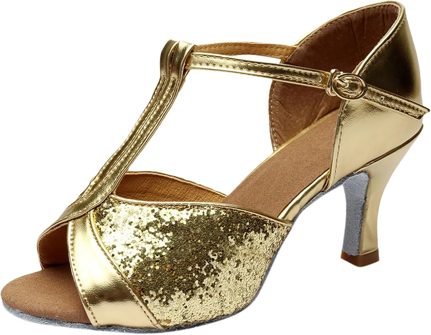Women's Latin Dance Shoes Ballroom Performance Practice Dancing Shoes Sandal with Strap