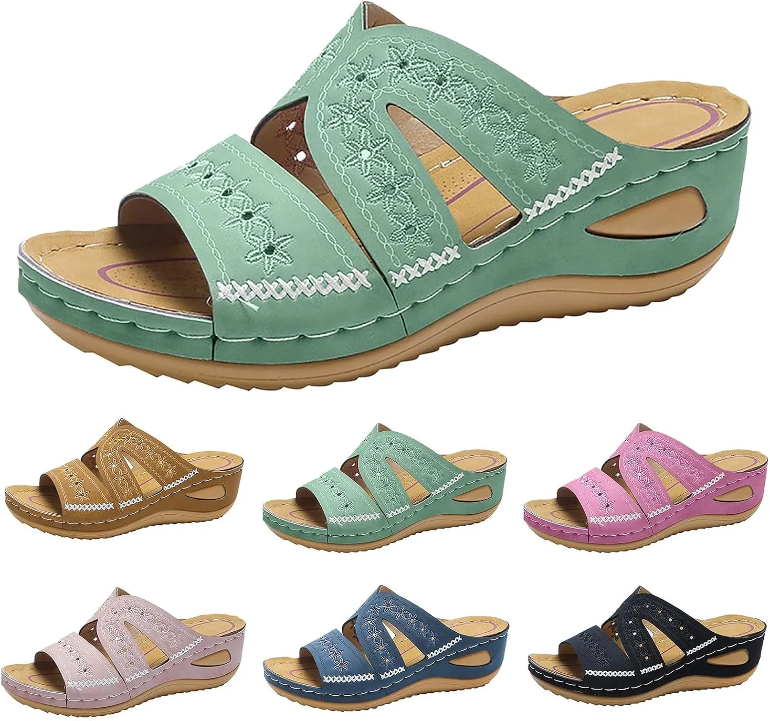 Womens Low Wedge Sandals Women's Comfortable Beach Sandals Walking Summer Beach Outdoor Water Sandals