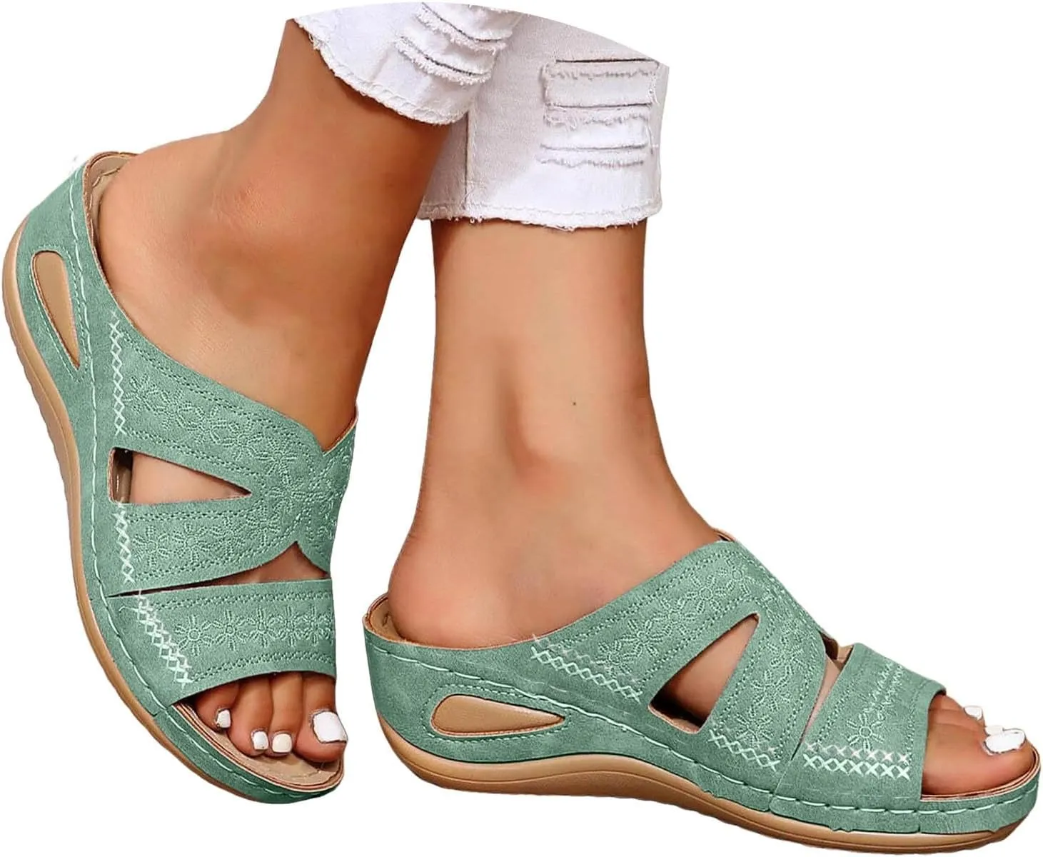 Womens Low Wedge Sandals Women's Comfortable Beach Sandals Walking Summer Beach Outdoor Water Sandals