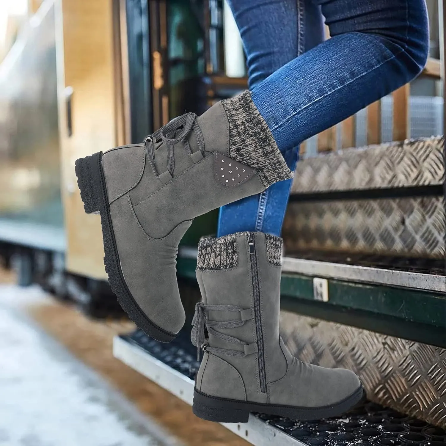 Women's Snow Boots Waterproof Size 12 Women's Duck Boots Waterproof Black Womens Winter Booties Slippers Size 11 Womens Winter Fur Lined Boots Botas De Invierno Para Mujer Para El Agua