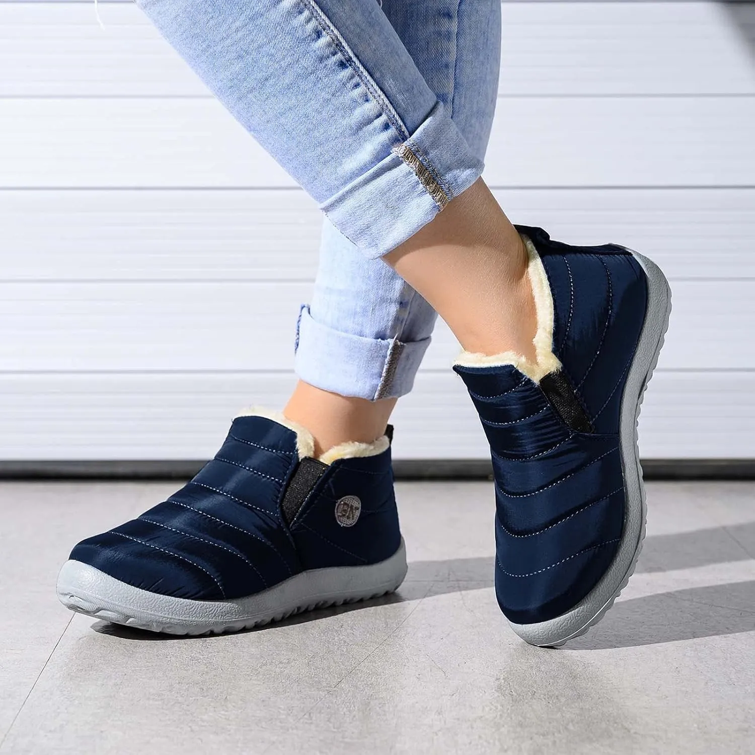 Womens Snow Boots Waterproof Slip On Ankle Boots Lightweight Pull On Winter Booties Fur Lined Warm Shoes for Women