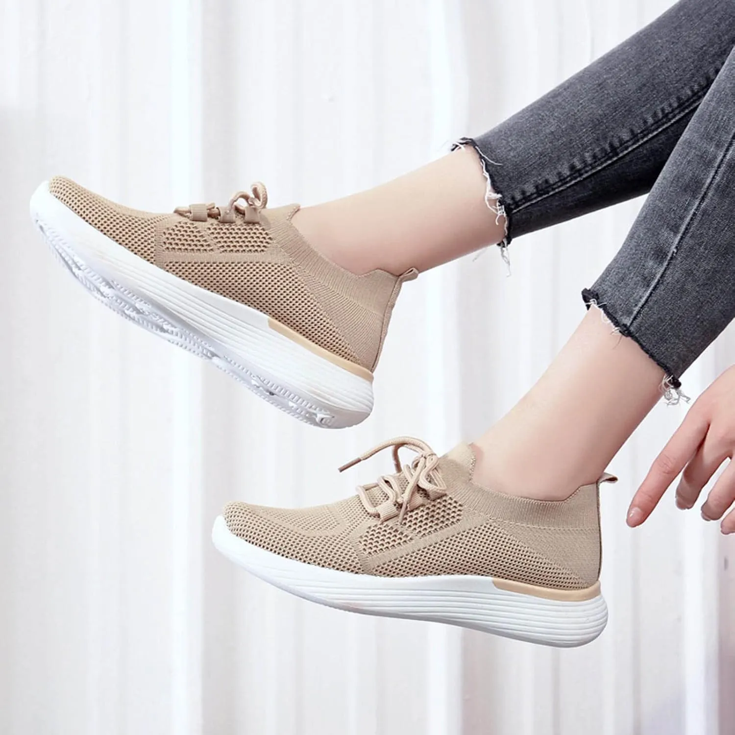 Womens Walking Shoes Wide Width Office Black Women Walking Shoes Sock Sneakers Mesh Slip On Air Womens Casual Shoes with Arch Support Womens Casual Sneakers Wide Women's Size 8 Non Slip Work Shoes