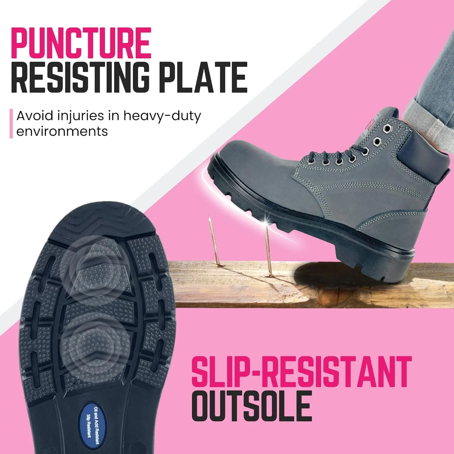Women's Work Boot Somerset | 6" Waterproof Work Boots for Women Steel Toe Boots | PR Electrical Hazard Safety Shoes - Leather & Synthetic Lined Womens Work Boot Safety Shoes