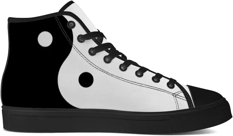 Yin and Yang Shoes High Top Canvas Sneakers Lace Up Casual Walking Shoes Gifts for Men Women