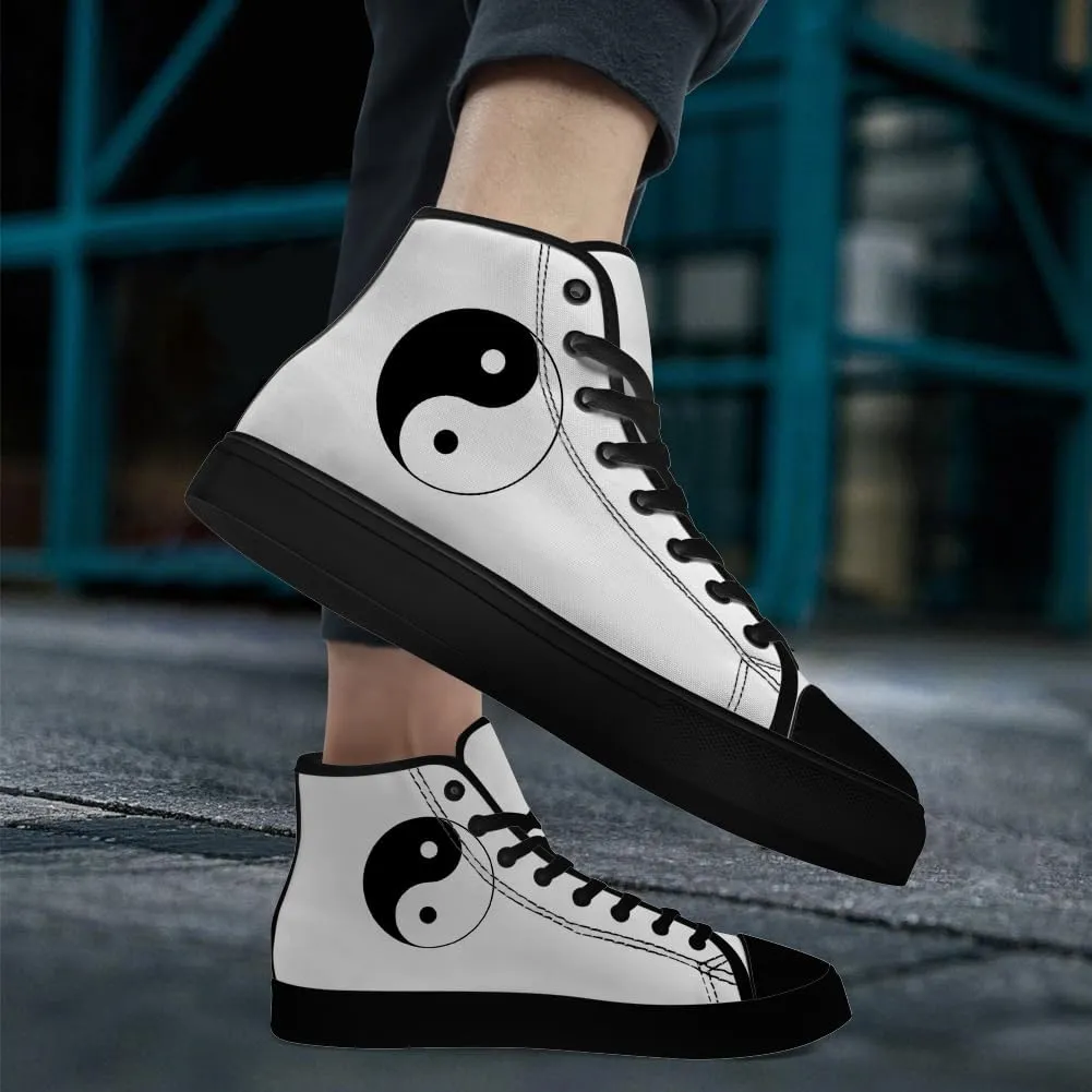 Yin and Yang Shoes High Top Canvas Sneakers Lace Up Casual Walking Shoes Gifts for Men Women