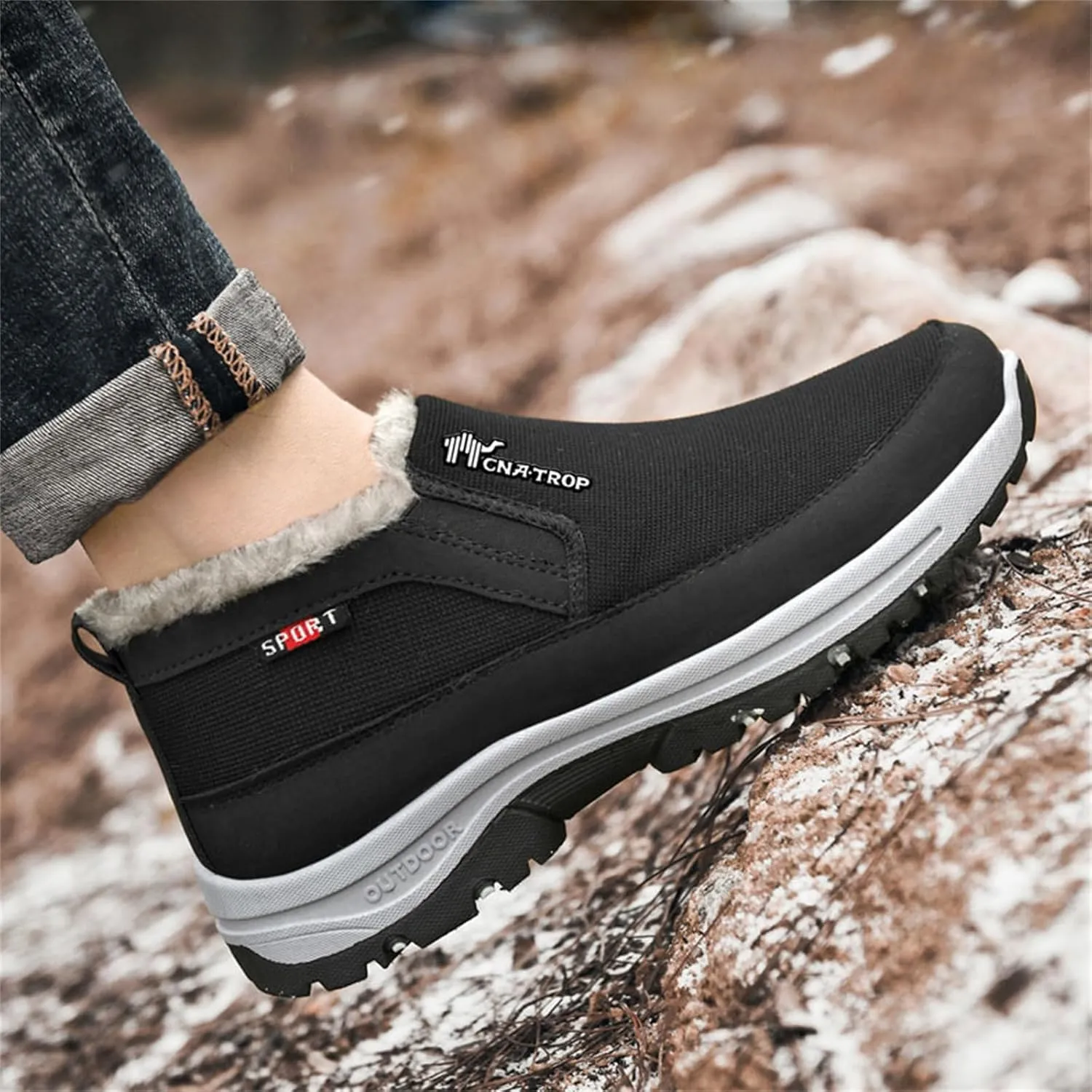 YTINGNICE CNA Trop Shoes for Men Men's Winter Slip-On Warm Ankle Chukka Boots Snow Loafers Comfortable Hiking Walking Shoes CNA Trop Men Orthopedic Shoes