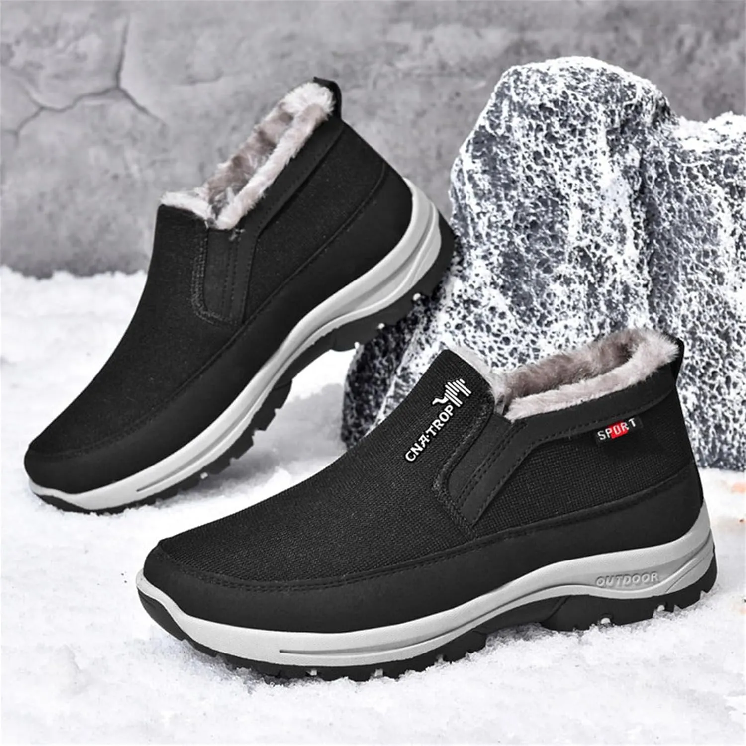 YTINGNICE CNA Trop Shoes for Men Men's Winter Slip-On Warm Ankle Chukka Boots Snow Loafers Comfortable Hiking Walking Shoes CNA Trop Men Orthopedic Shoes