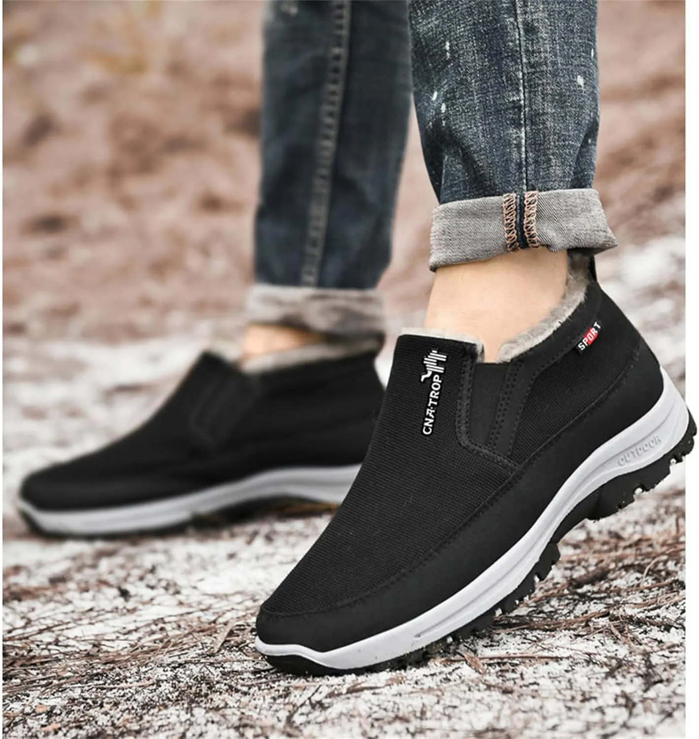 YTINGNICE CNA Trop Shoes for Men Men's Winter Slip-On Warm Ankle Chukka Boots Snow Loafers Comfortable Hiking Walking Shoes CNA Trop Men Orthopedic Shoes