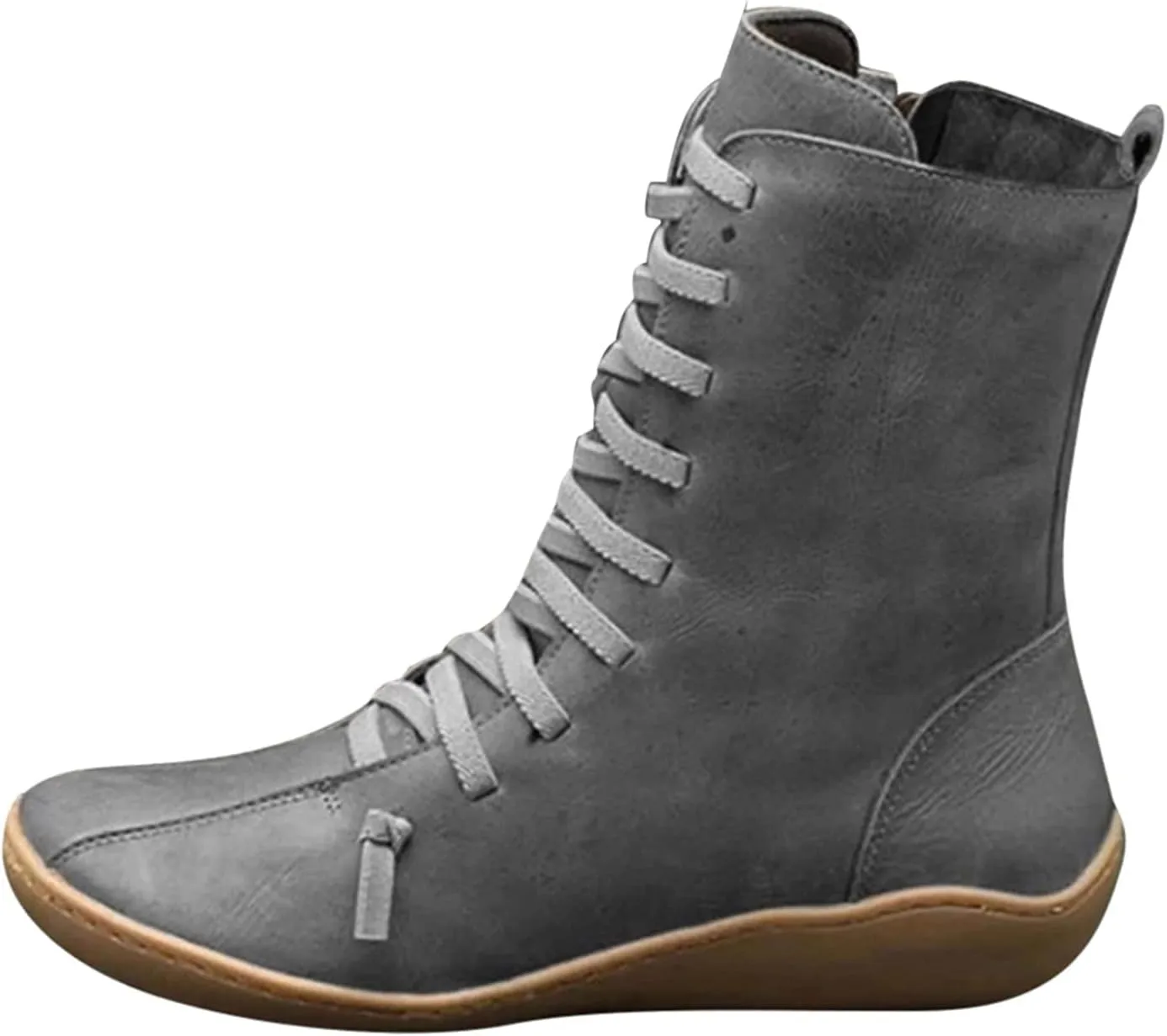 ZBYY Womens Winter Snow Boots with Warm Comfortable Outdoor Waterproof Anti-Slip Shoes Leather Zipper Flat Booties