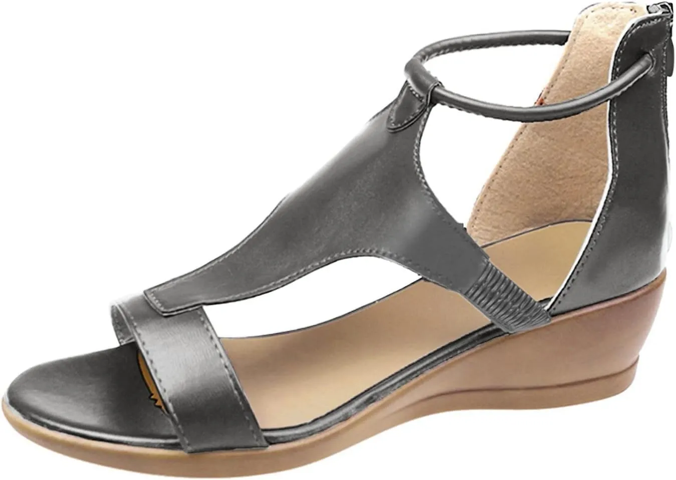 Zipper Summer Open Solid Color Sandals Platform Womens Shoes Casual Wedges Toe Womens Rope Sandals